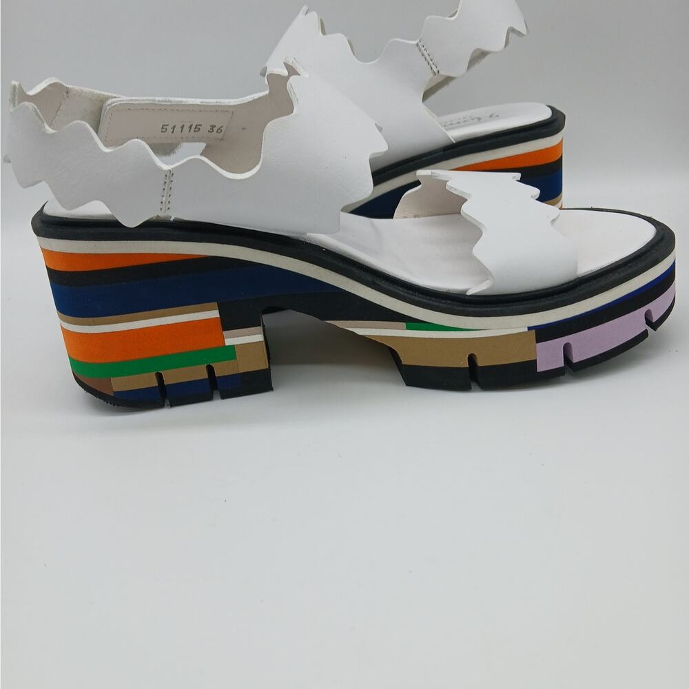 Homers Leather Fornells Wedge Platform Sandals White Size 36 US 6 Made in Spain - Picture 2 of 10